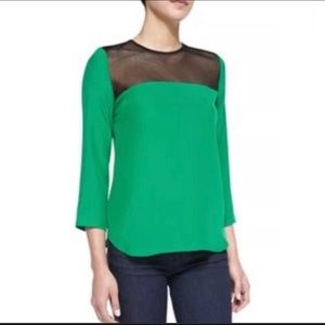 Amanda Uprichard Emerald Silk 3/4 Length Top P
